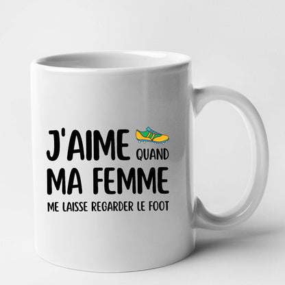 Mug J'aime quand ma femme me laisse regarder le foot