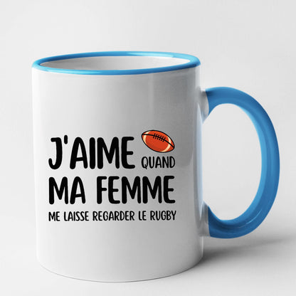 Mug J'aime quand ma femme me laisse regarder le rugby