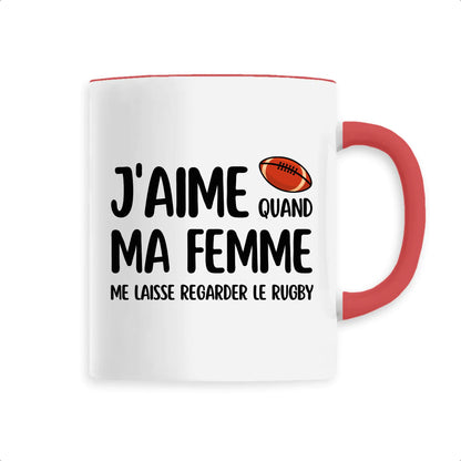 Mug J'aime quand ma femme me laisse regarder le rugby