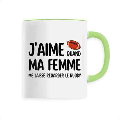 Mug J'aime quand ma femme me laisse regarder le rugby