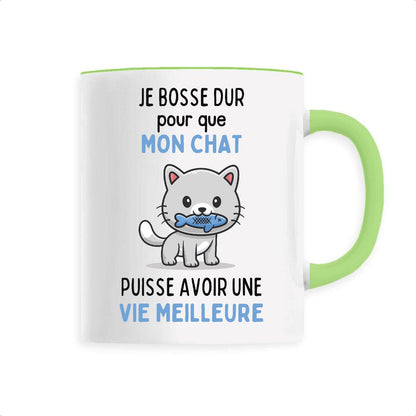 Mug Je bosse dur pour mon chat