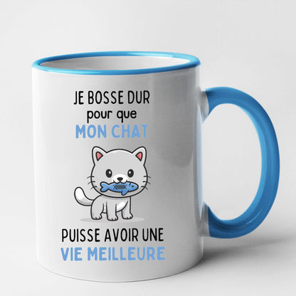 Mug Je bosse dur pour mon chat