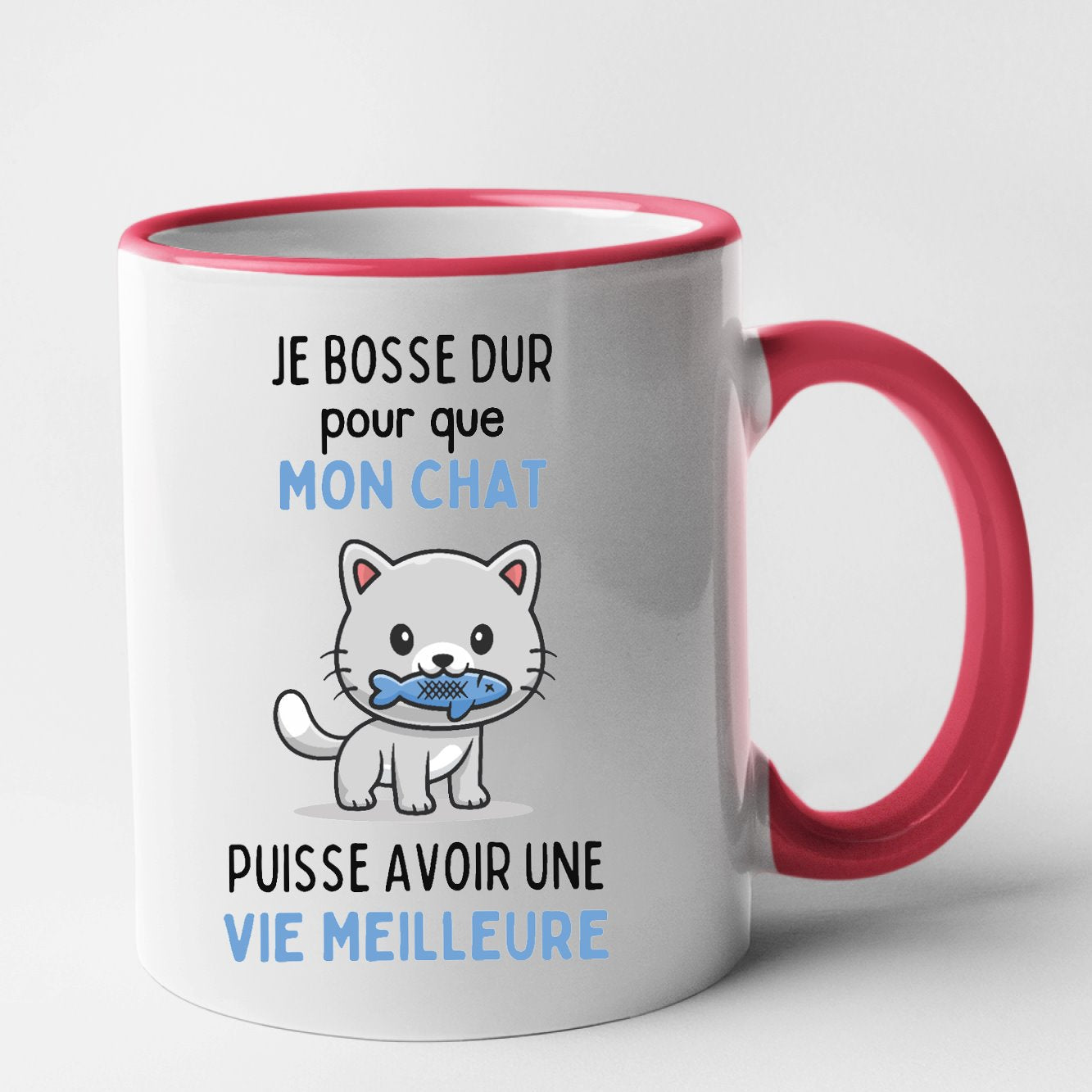 Mug Je bosse dur pour mon chat