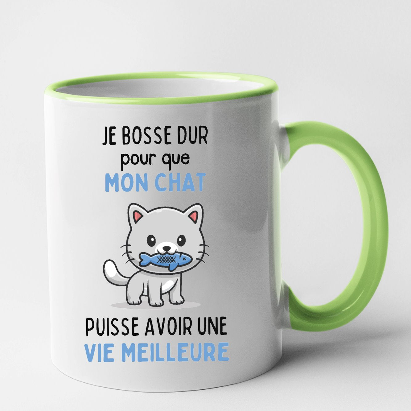 Mug Je bosse dur pour mon chat