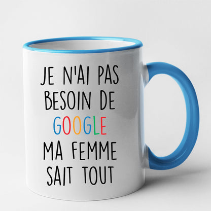 Mug Je n'ai pas besoin de Google