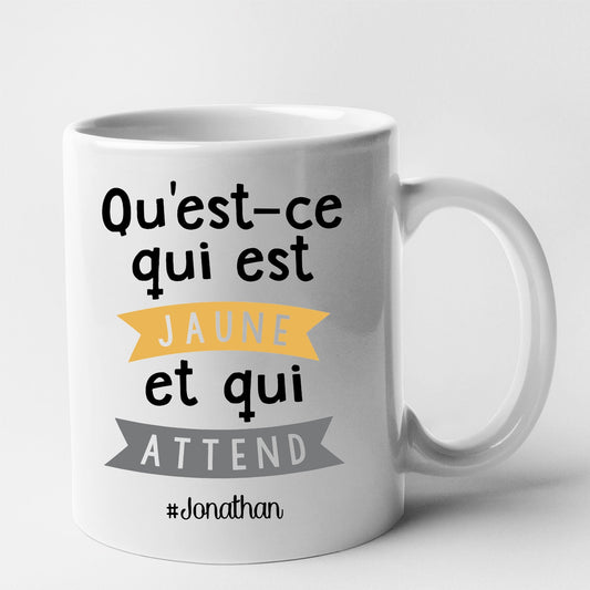 Mug Qu'est-ce qui est jaune Jonathan