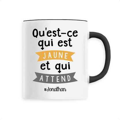 Mug Qu'est-ce qui est jaune Jonathan