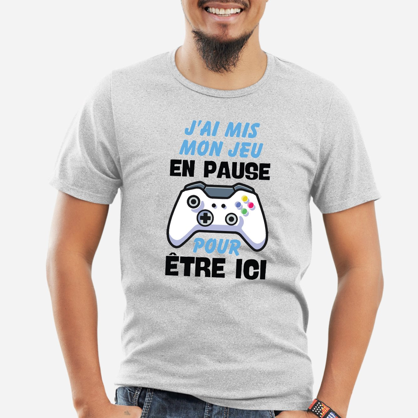 T-Shirt Homme J'ai mis mon jeu en pause pour être ici