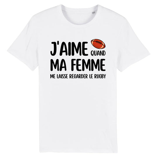 T-Shirt Homme J'aime quand ma femme me laisse regarder le rugby