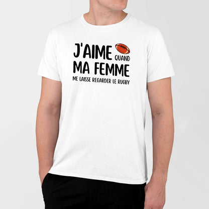 T-Shirt Homme J'aime quand ma femme me laisse regarder le rugby