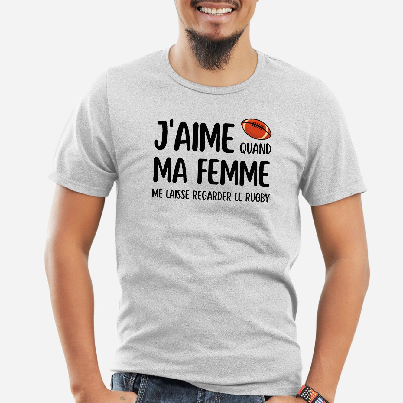 T-Shirt Homme J'aime quand ma femme me laisse regarder le rugby