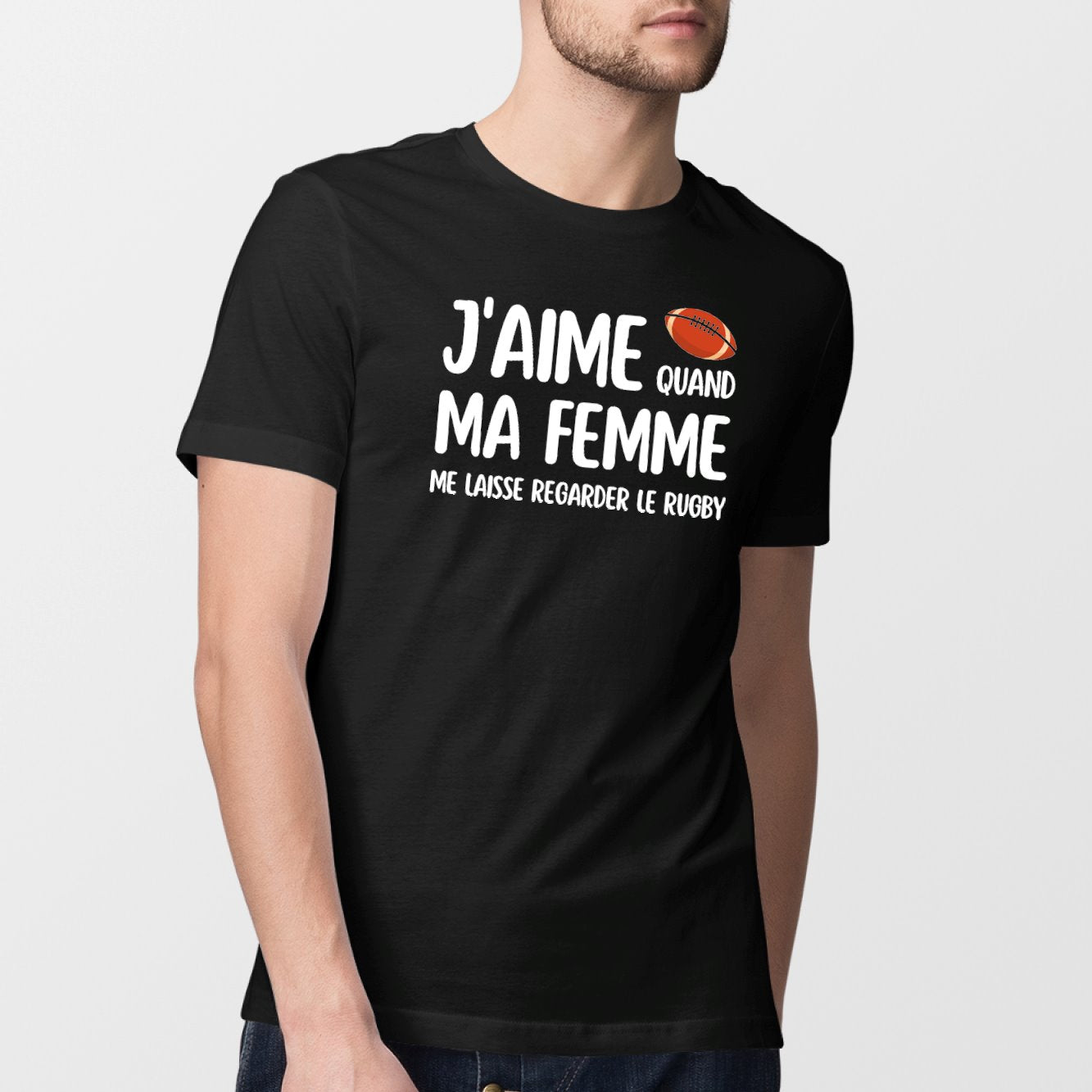 T-Shirt Homme J'aime quand ma femme me laisse regarder le rugby